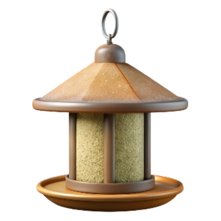 a bird feeder on a white background