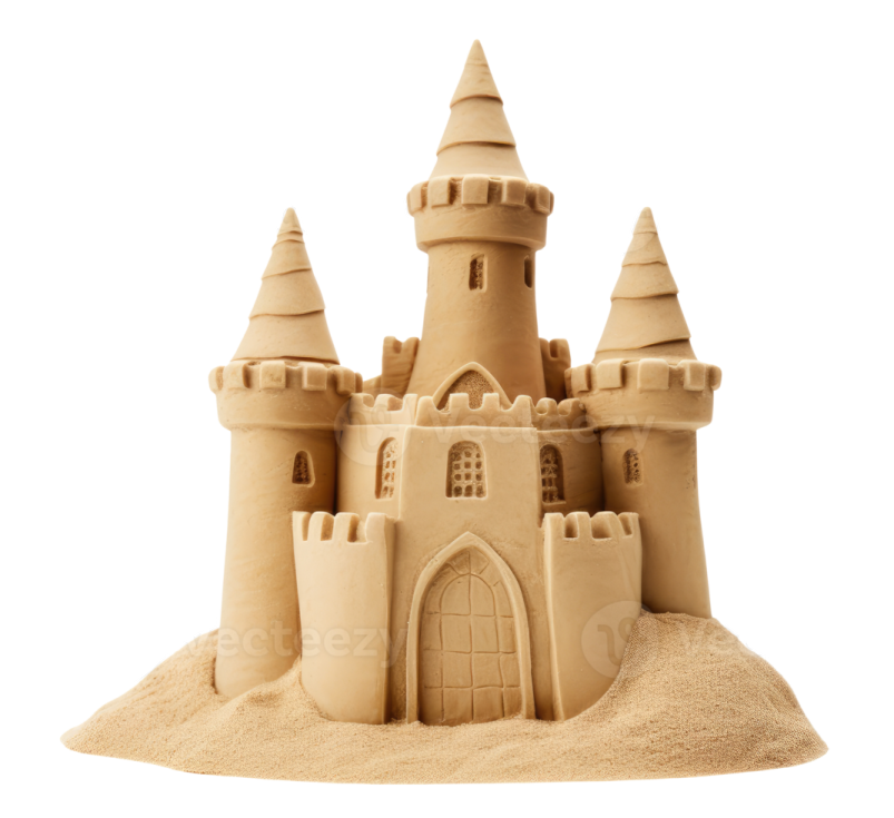 a sand castle on a white background