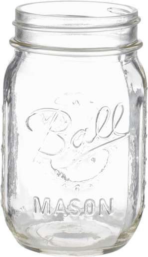 a glass jar with the word mason on it