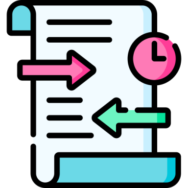 a clipboard with arrows pointing up and down