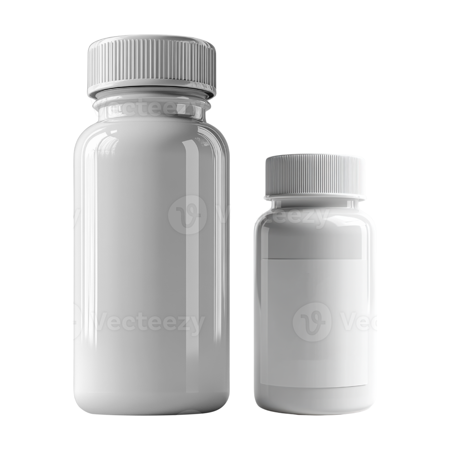 two bottles with white caps on a white background