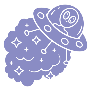 an illustration of a sheep with a spaceship on its head