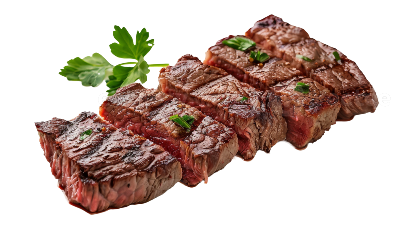 a piece of steak on a white background