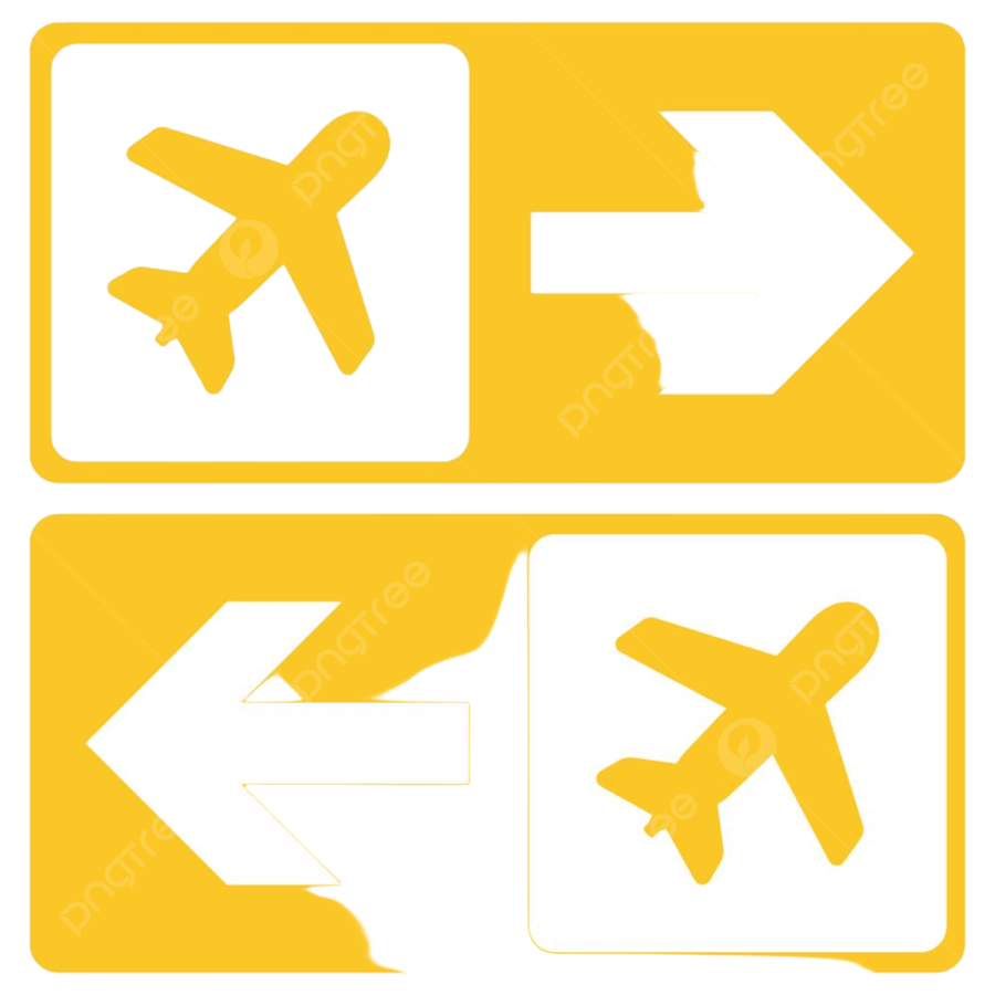 two yellow arrows pointing left and right on a white background