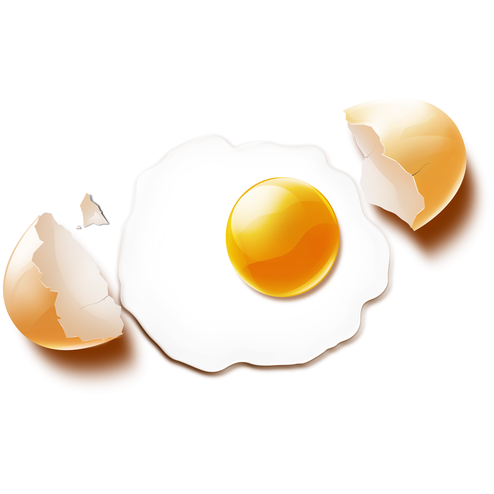an image of two fried eggs with one broken