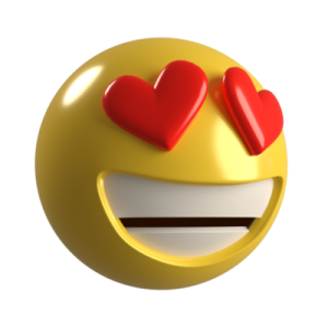 a smiley face with hearts on it