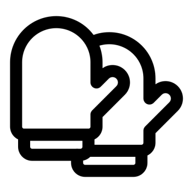 a black and white icon of a glove