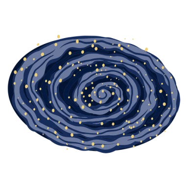 a blue circle with gold dots on it