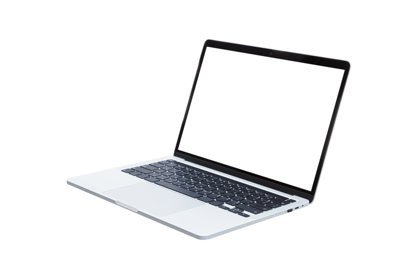 an open laptop computer with a blank screen