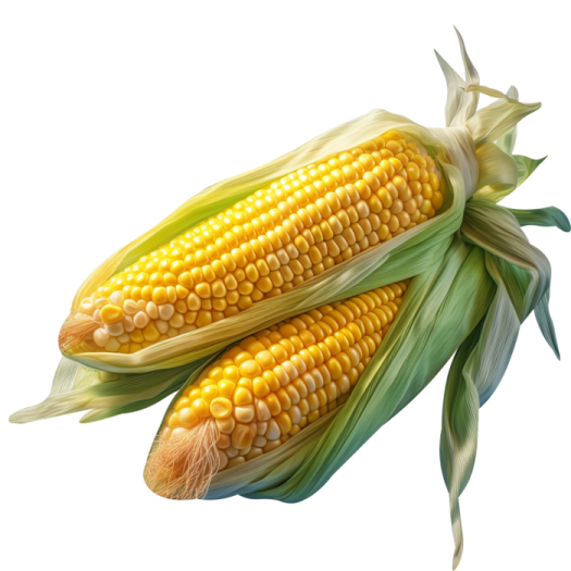 two ears of corn on white background