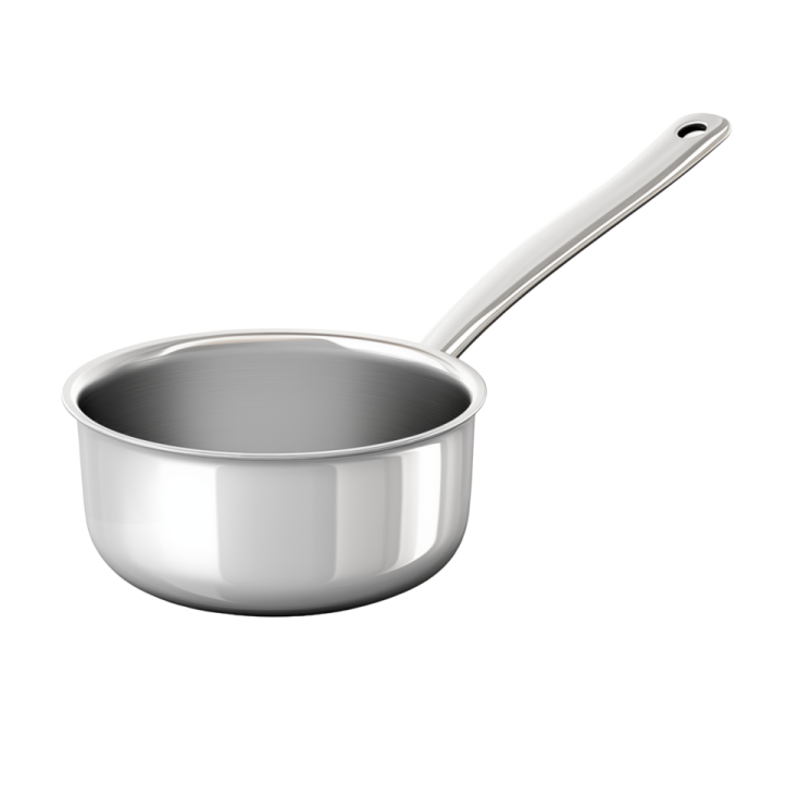 a stainless pan with a spoon in it