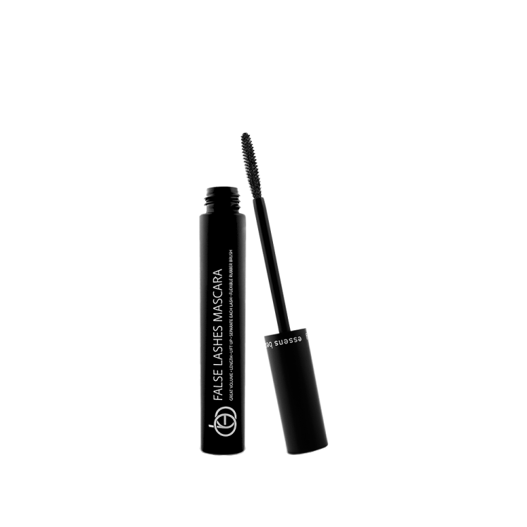 a black mascara with a white background