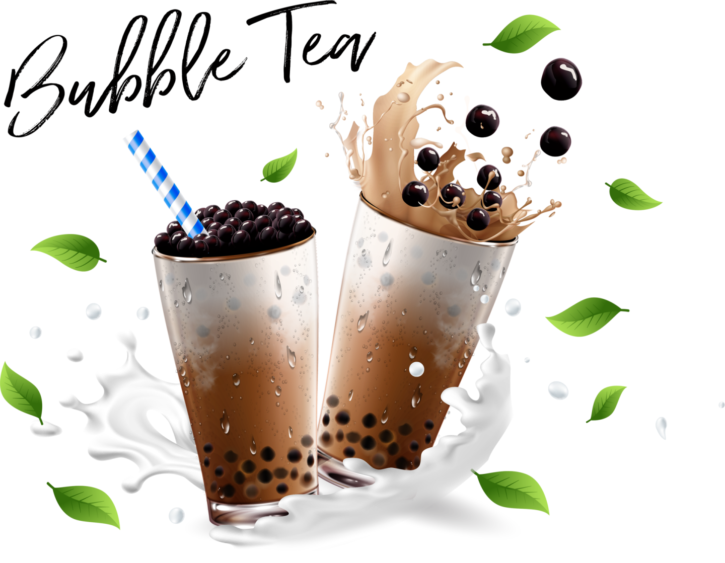 bubble tea with chocolate and blueberries