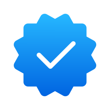 a blue icon with a check mark on it