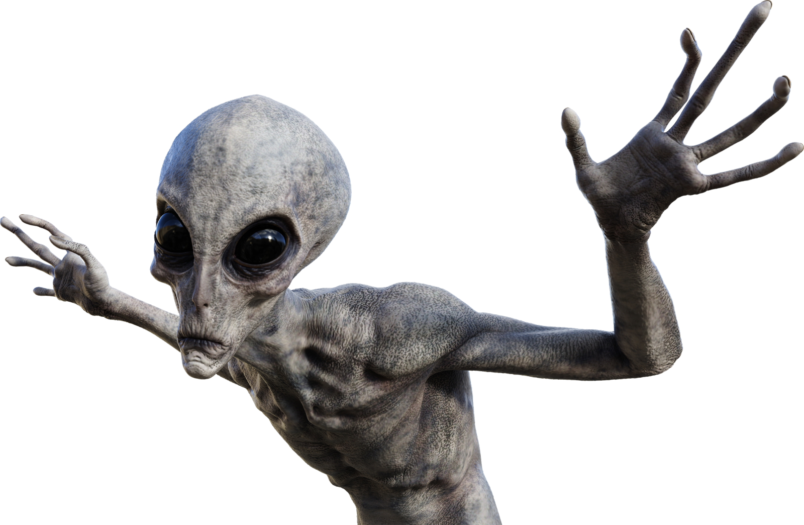 a close up of an alien with its hands out