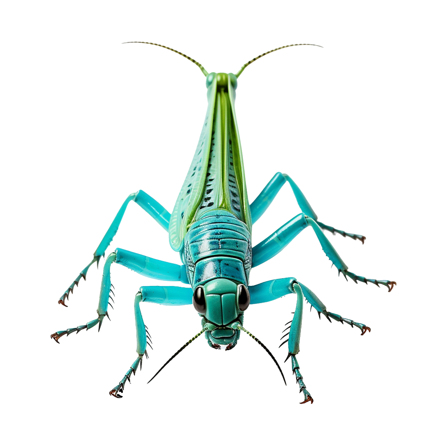 a green grasshopper insect on a white background