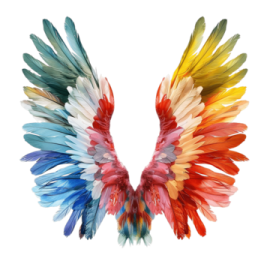 a colorful bird made out of feathers