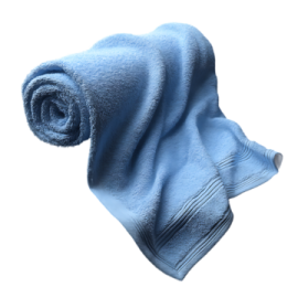 a blue towel on a white background