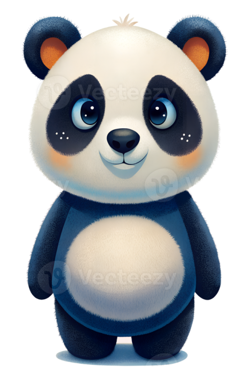 a cartoon panda bear sitting on the ground