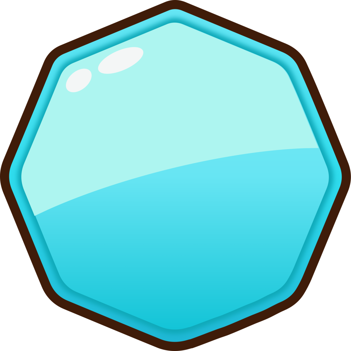 a blue hexagon with brown edges