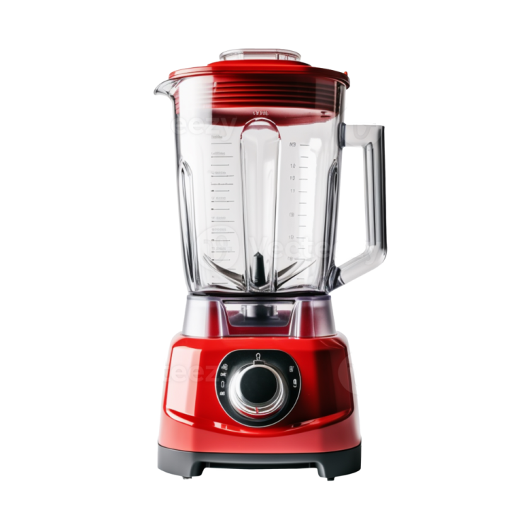 a red blender on a white background