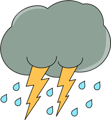 a gray cloud with lightning and rain
