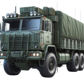 a military truck is shown in this image