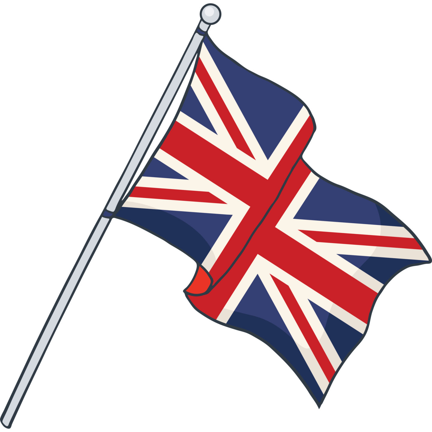 a british flag flying in the wind