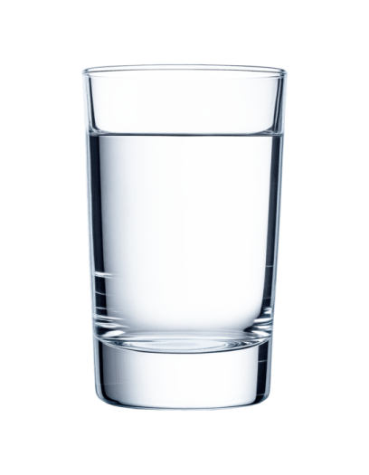 a glass of water on a white background