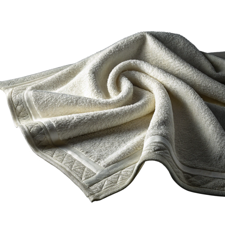 a white towel on top of a black towel