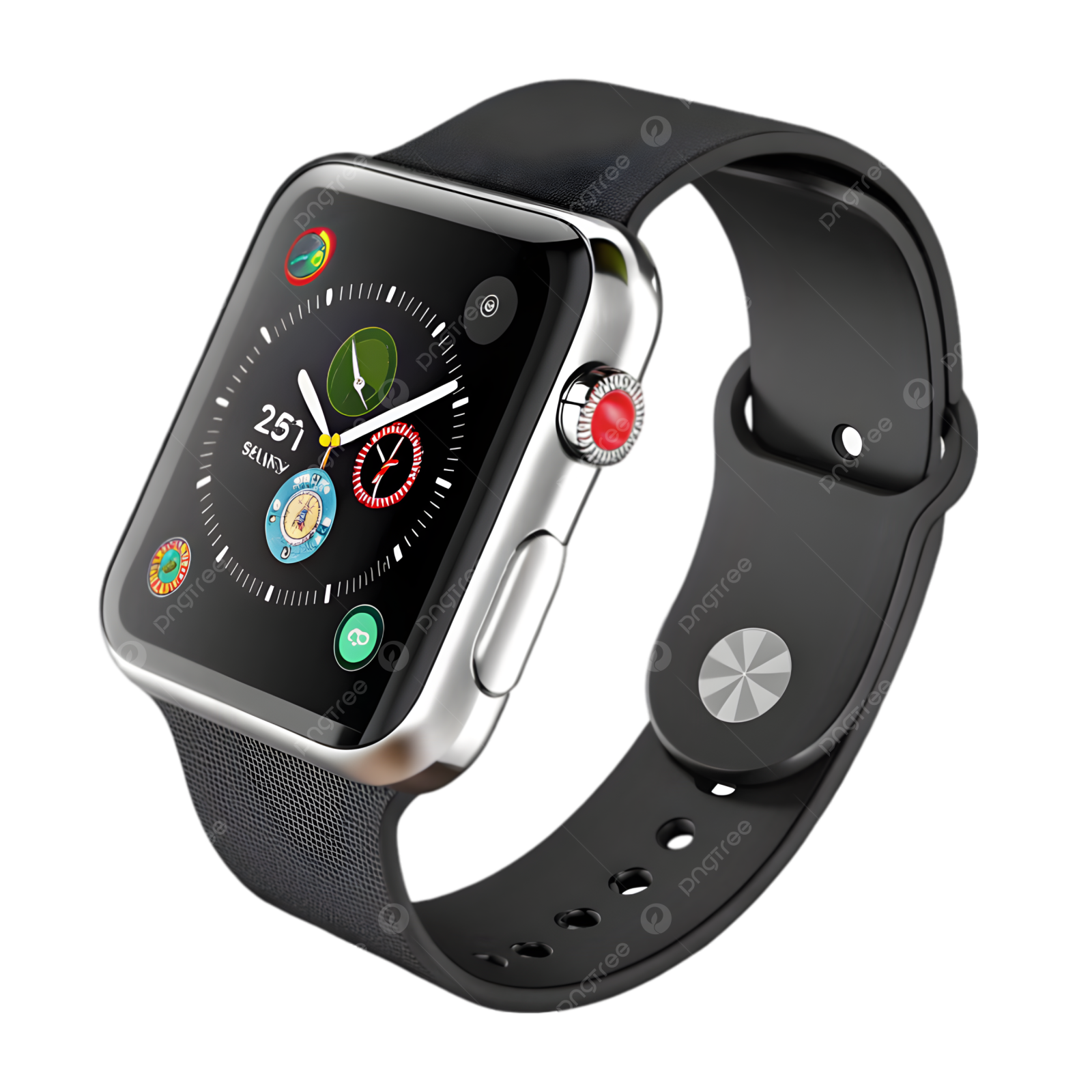 an apple watch with a black band