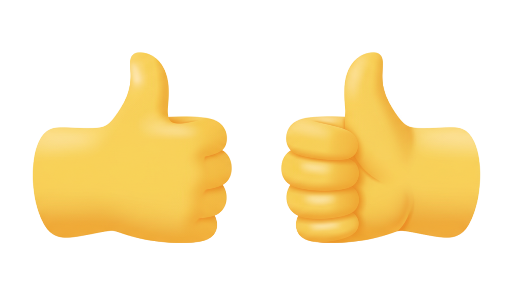 two thumbs in the shape of a hand
