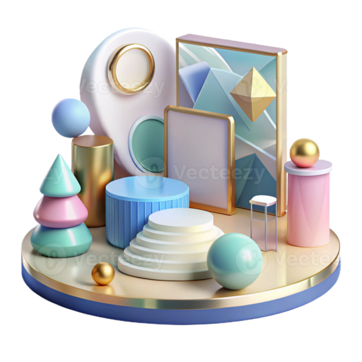 a set of colorful objects on a white background