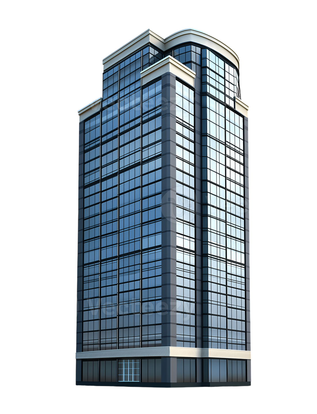 an office building on a white background