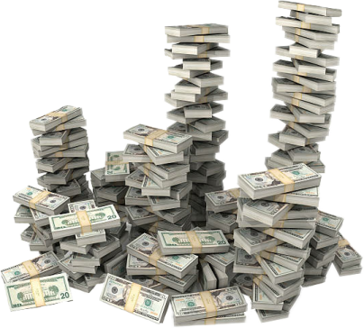 a pile of money on a white background