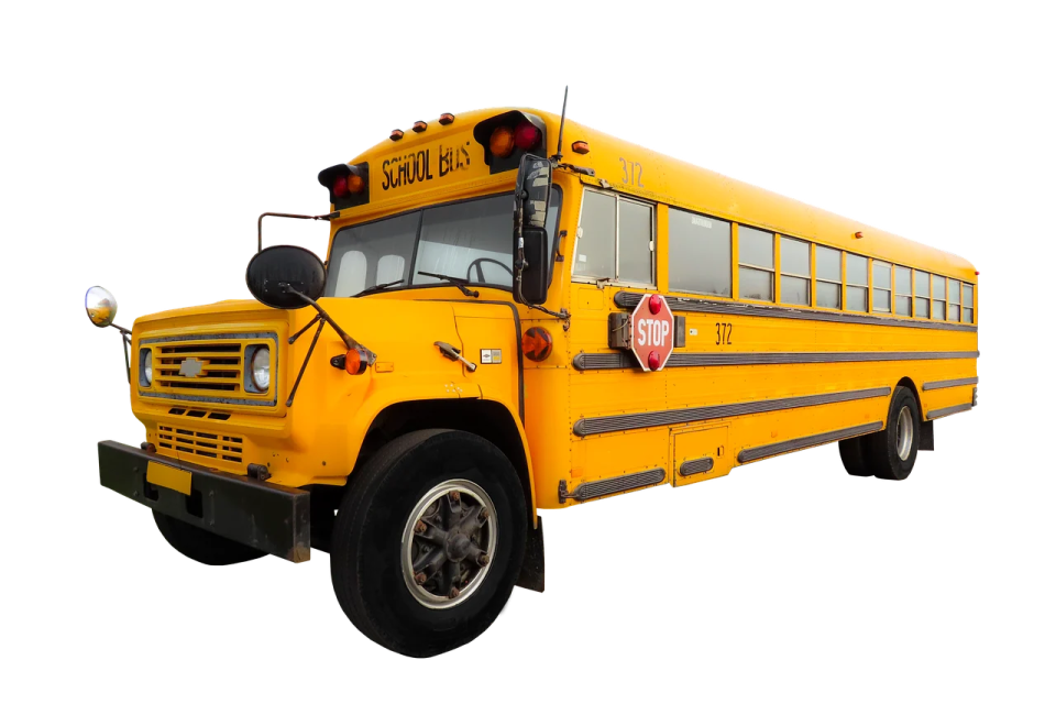 a yellow school bus on a white background