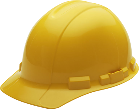 a yellow hard hat on a white background