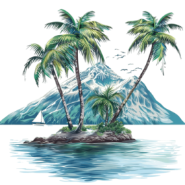 a tropical island with palm trees in the water
