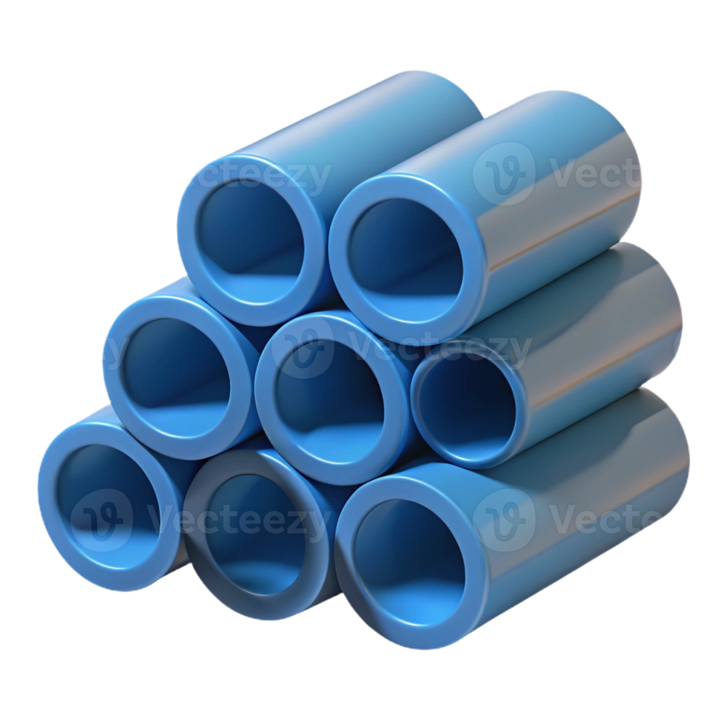 a pile of blue plastic pipes