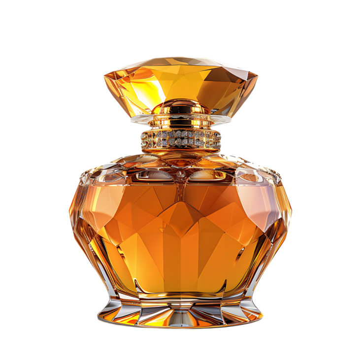 a bottle of perfume on a white background