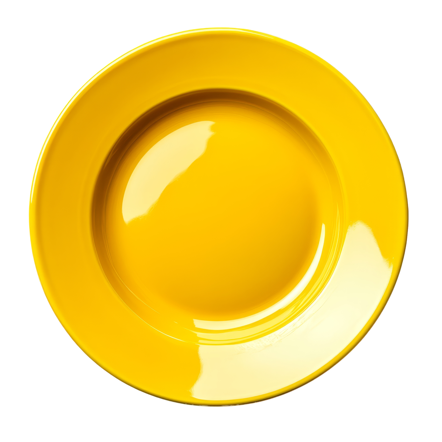 a yellow plate on a white background