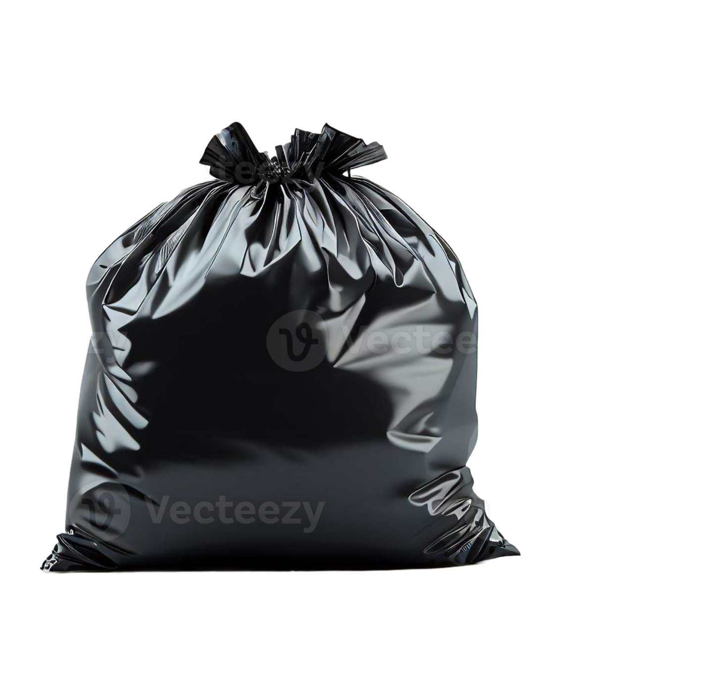 a black garbage bag on a white background