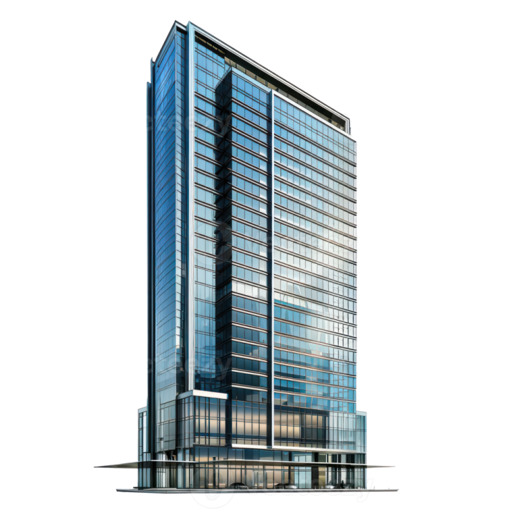 an architectural rendering of a modern office building