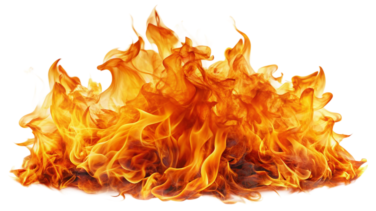 a fire on a white background