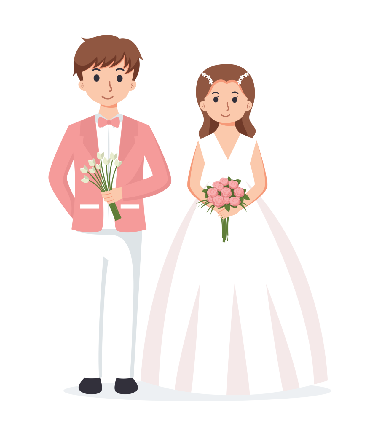 a bride and groom standing next to each other people