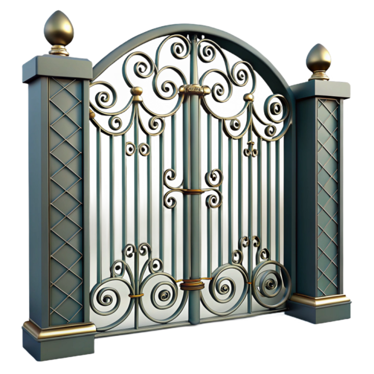 a metal gate with an ornate design