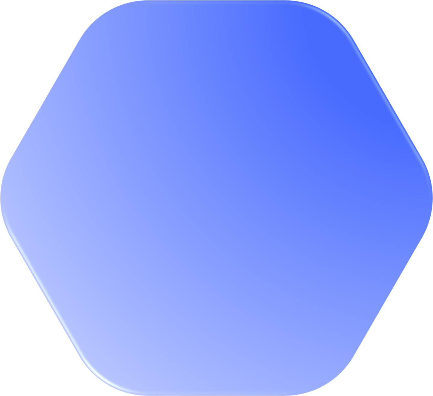 a blue hexagon on white background