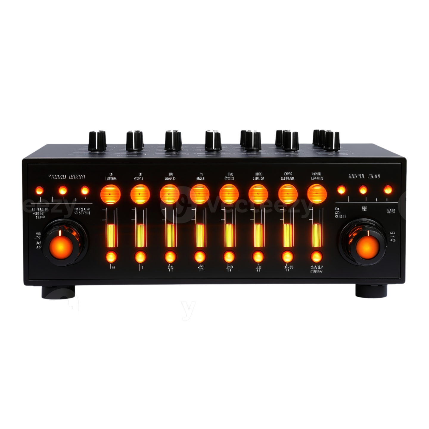 an image of a black and orange stereo mixer