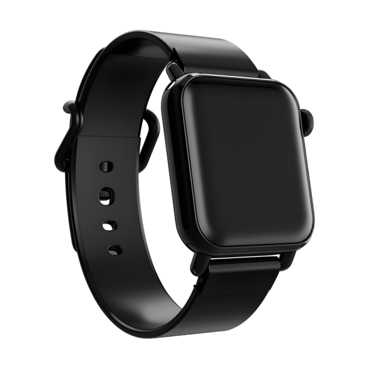 a black apple watch on a white background