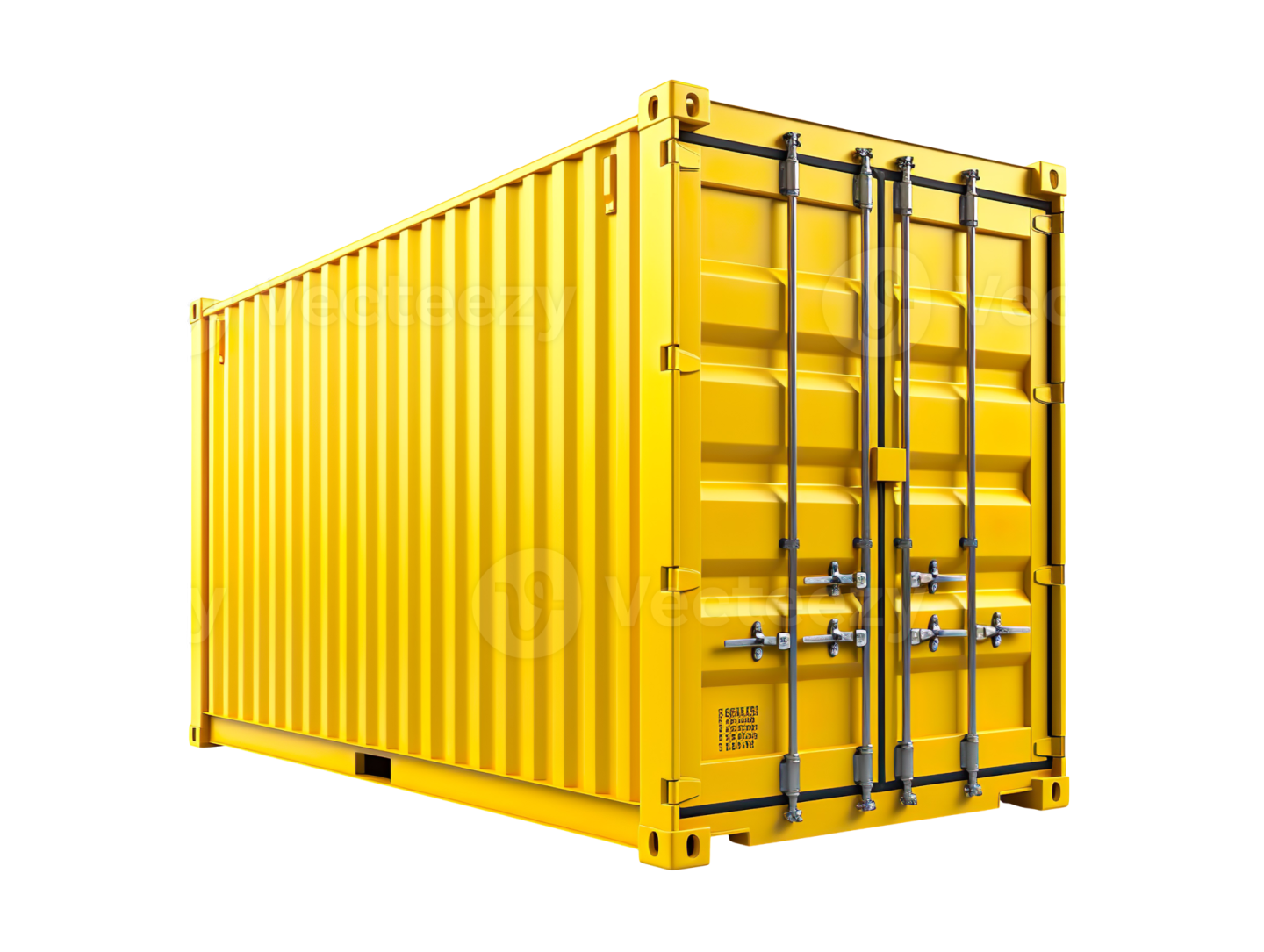 a yellow shipping container on a white background